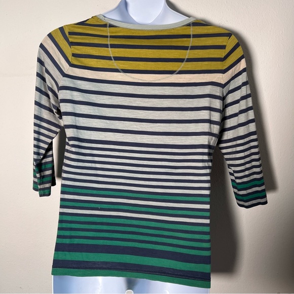 100% Cotton Eddie Bauer Striped 3/4 Sleeve Women’s top in Size Large - Picture 2 of 6